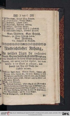Nachrichtlicher Anhang, an welchen Tägen die ordinaire Amts-Botten [...]