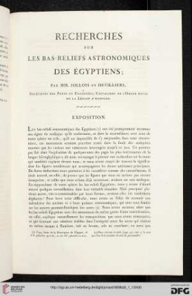 Recherches sur les bas-reliefs astronomiques des Égyptiens