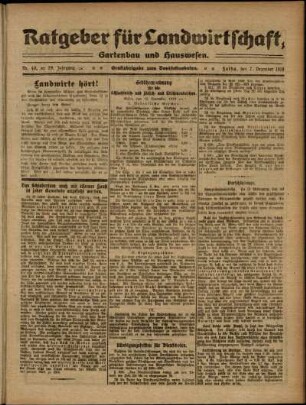 Zweite Ausgabe vom Sonntag, den 07. Dezember 1919.