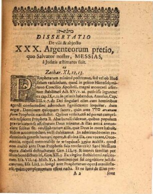 Eder hayeḳar asher yaḳar hamashiaḥ meʿal hayehudim Sive De Vili Illo Et Abiecto XXX. Argenteorum Pretio, Quo A Judaeis Messias Aestimatus Est, Ex vaticinio Zach. XI, v. 12. 13. collato cum Matth. cap. XXVII,9. Dissertatio