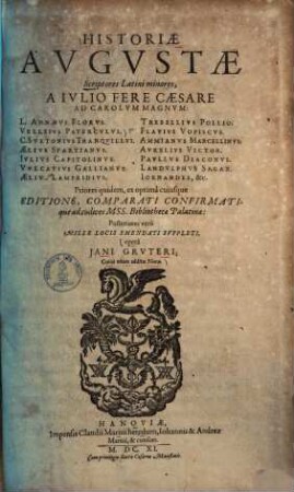 Historiae Augustae scriptores latini minores : a Iulio fere Caesare ad Carolum Magnum ..., 1
