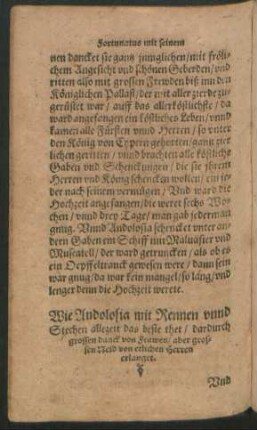 Wie Andolosia mit Rennen unnd Stechen allzeit das best thet/ dardurch grossen danck von Frawen/ aber grossen Neid von etlichen Herren erlanget.