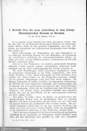 Bericht über die neue Aufstellung in dem Königl. Mineralogischen Museum zu Dresden