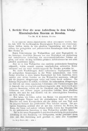 Bericht über die neue Aufstellung in dem Königl. Mineralogischen Museum zu Dresden
