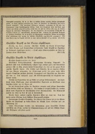 Englische Angriffe im Artois abgeschlagen.