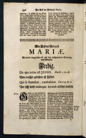 396-400, Am Fest der Geburth Mariae