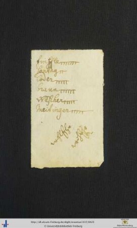Handschriftlich beschriebener Zettel