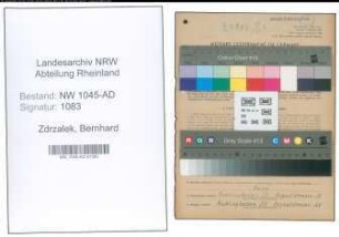 Entnazifizierung Bernhard Zdrzalek , geb. 19.08.1884 (Zollbeamter)