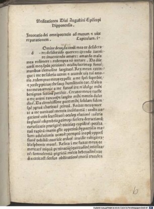 Libellus meditationum : mit Widmungsbrief von Masellus Venia an Hieronymus Podius, Abt von S. Pietro in Verzuolo, Gedicht an den Leser 'Barbara quid prodest ...', Tabula und Registrum