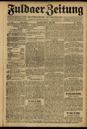 Erste Ausgabe vom Samstag, den 08. Juli 1916.