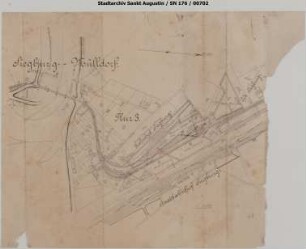 Siegburg: Lageplan mit Siegbrücke und Bahnhof Siegburg. Fragment