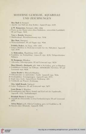 Moderne Gemälde, Aquarelle und Zeichnungen (Nr.1-166)