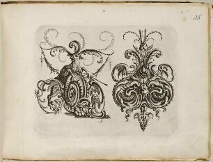 Zwei groteske Ornamente aus Knorpelwerk, Blatt aus dem "Neuw Grotteßken Buch"