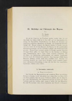 II. Beiträge zur Chirurgie des Magens.