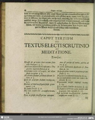 Caput Tertium De Textus Electi Scrutinio Ac Meditatione