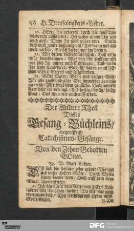 Der Andere Theil Dieses Gesang-Büchleins/ begreiffend Catechismus-Gesänge.