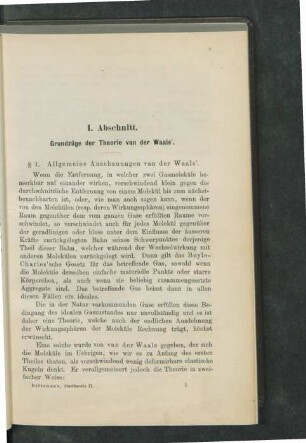 I. Abschnitt. Grundzüge der Theorie van der Waals'