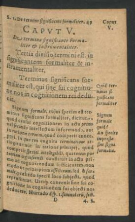 Caput V. De termino significante Formaliter & Instrumentaliter.