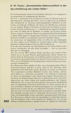 Germanische Lebensweisheit in der Spruchdichtung der Lieder-Edda.