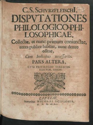 2: C. S. Schurzfleischi[i] Disputationes Historicae Civiles