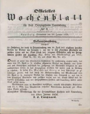 30. Januar-10. November 1858 = No. 1-19