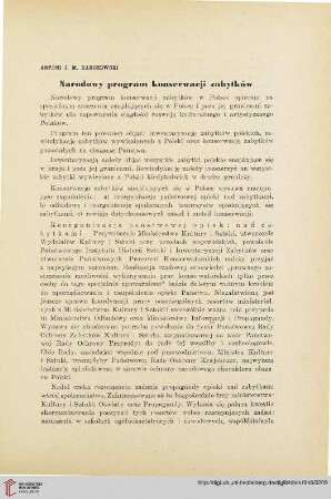 8: Narodowy program konserwacji zabytków