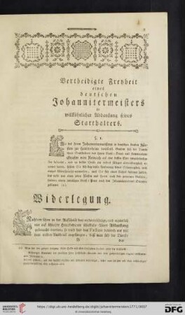 Vertheidigte Freyheit eines deutschen Johannitermeisters