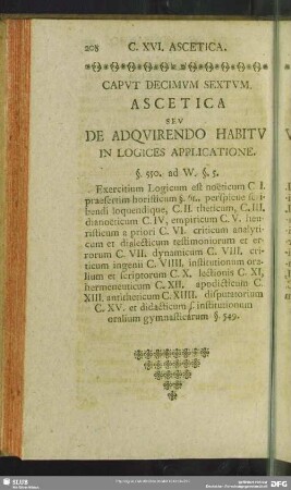 Caput Decimum Sextum. Ascetica Seu De Adquirendo Habitu In Logices Applicatione