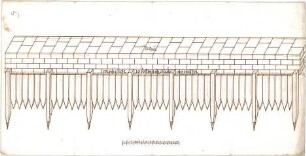 ohne Verfasserangabe; Nürnberg (Bayern); Fleischbrücke - Ufermauer u. Pfahlbewehrung (Perspektive)