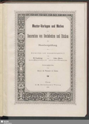 Muster-Vorlagen und Motive zur Decoration von Buchdecken und Rücken für Handvergoldung