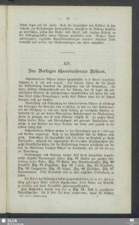 XIV. Das Verlegen schmiedeeiserner Röhren
