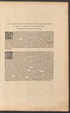 Io. Calphurnii Brixiensis Viri Clarissimi In P. Sexti Terentii Heautontimorumenon Argumentum