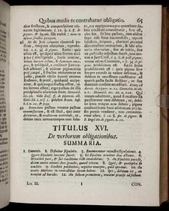 Titulus XVI. De verborum obligationibus