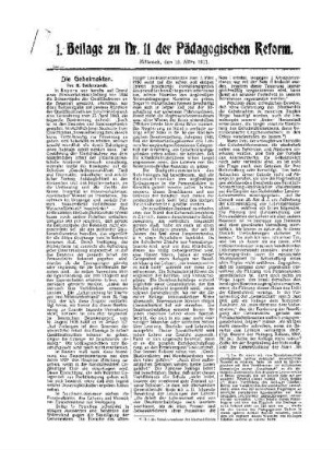 Die Geheimakten : 1. Beilage zu Nr. 11 der Pädagogischen Reform