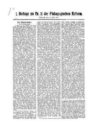 Die Geheimakten : 1. Beilage zu Nr. 11 der Pädagogischen Reform