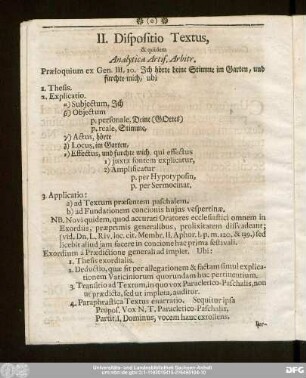 II. Dispositio Textus, & quidem Analytica Artis. Arbitr.