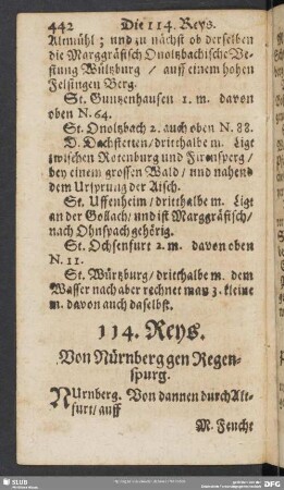114. Reys. Von Nürnberg gen Regenspurg