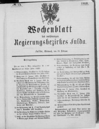 No. 15., Ausgabe vom 19. Februar 1868