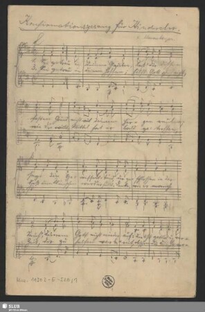 Konfirmationsgesang - Mus.11302-E-520,1 : S, Coro fanciulli, org; RMWV 24