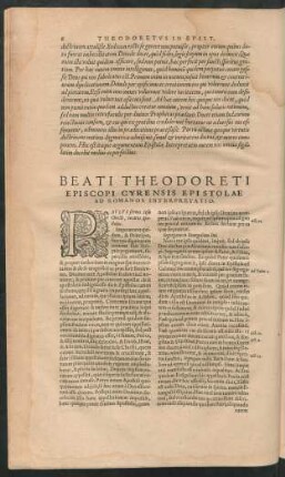Beati Theodoreti Episcopi Cyrensis Epistolae Ad Romanos Interpretatio.