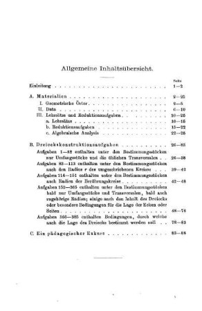 Allgemeine Inhaltsübersicht.