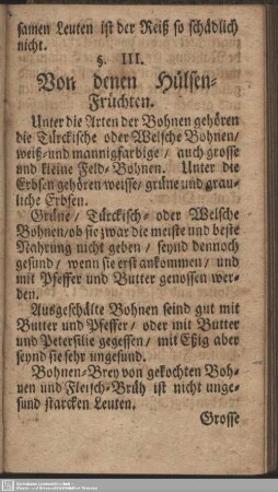 §. III. Von denen Hülsen-Früchten