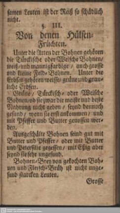 §. III. Von denen Hülsen-Früchten
