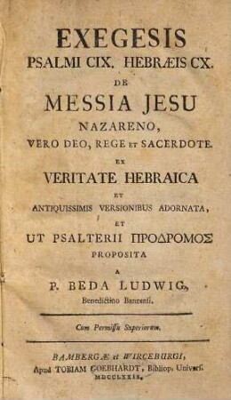 Exegesis Psalmi CIX, Hebraeis CX, de Messia Jesu