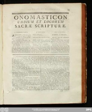 Onomasticon Urbium Et Locorum Sacrae Scripturae.