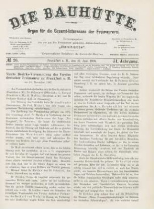 No. 26. Frankfurt a. M., den 27. Juni 1908. 51. Jahrgang.