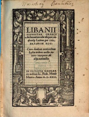 Libanii Sophistae Graeci declamatiunculae aliquot