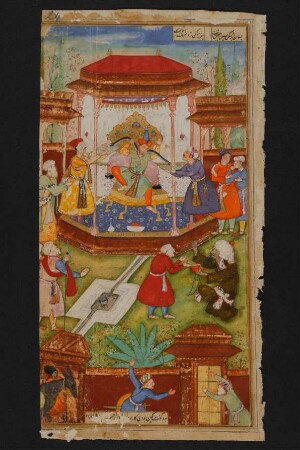 Illustration: Zuḥḥāk auf dem Thron