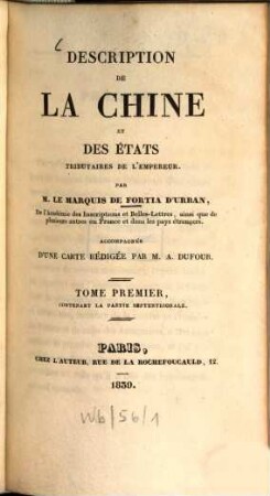Description de la Chine et des ètats tributaires de l'empereur, 1