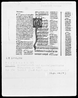 Epistulae canonicae et actus apostolorum cum glossia ordinaria — Initiale Q(uod fuit), Folio 36verso
